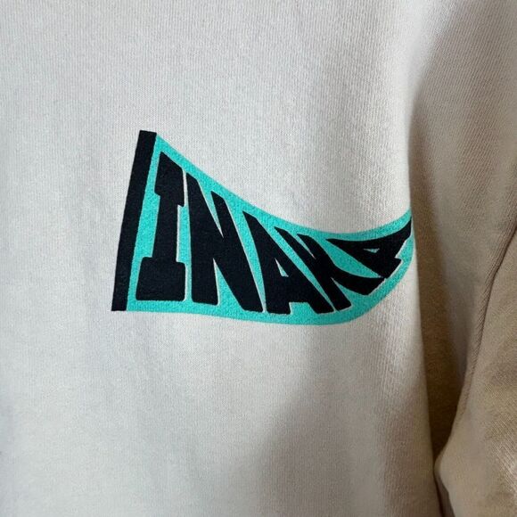 Inaka Power Curve Men Size M Hoodie Cream Blue Heavyweight Cotton Gym Workout U1 - Picture 7 of 12